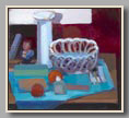 TULIP VASE, BASKET AND BOXES   2006   oil/board   12" x 13¼"